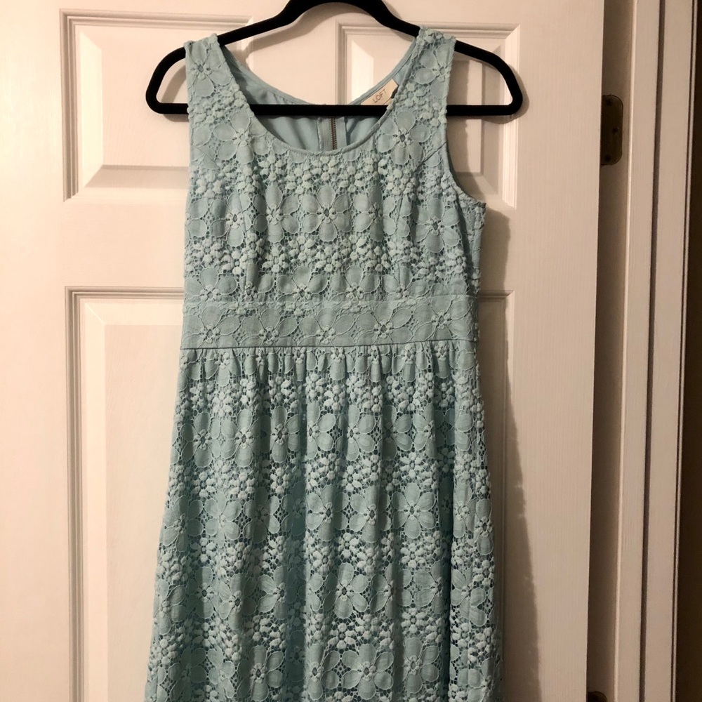 Loft Light Blue Lace Dress - Size 2